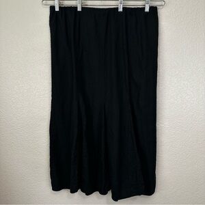 Hillard & Hanson Linen Blend Black Eyelet Midi Skirt, Size 1X